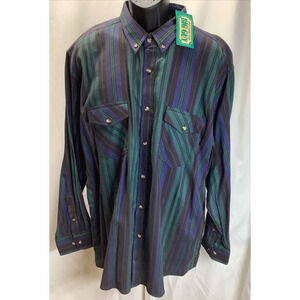 NWT Andover Trail Big Guy Western Work Popper Shirt Green & Blue 2XL